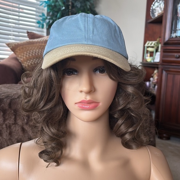 NWOT POL Two-Tone Blue & Tan Cap Adjustable Baseball Hat 100% Cotton Sporty - Picture 1 of 16